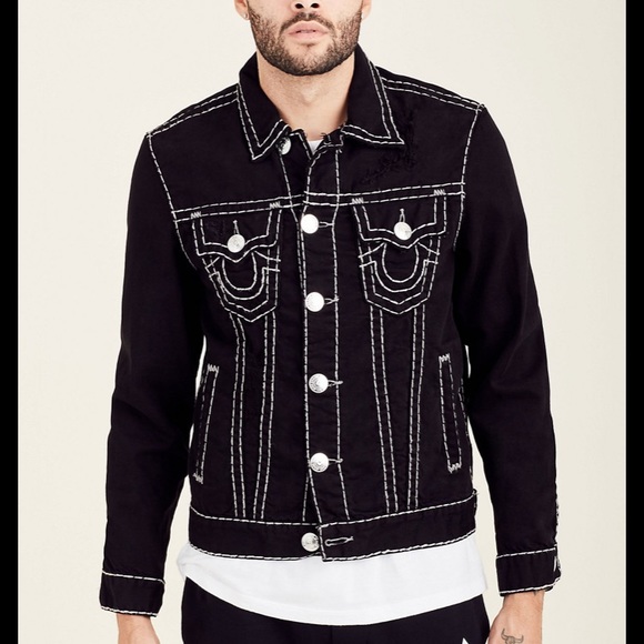 all black true religion jean jacket